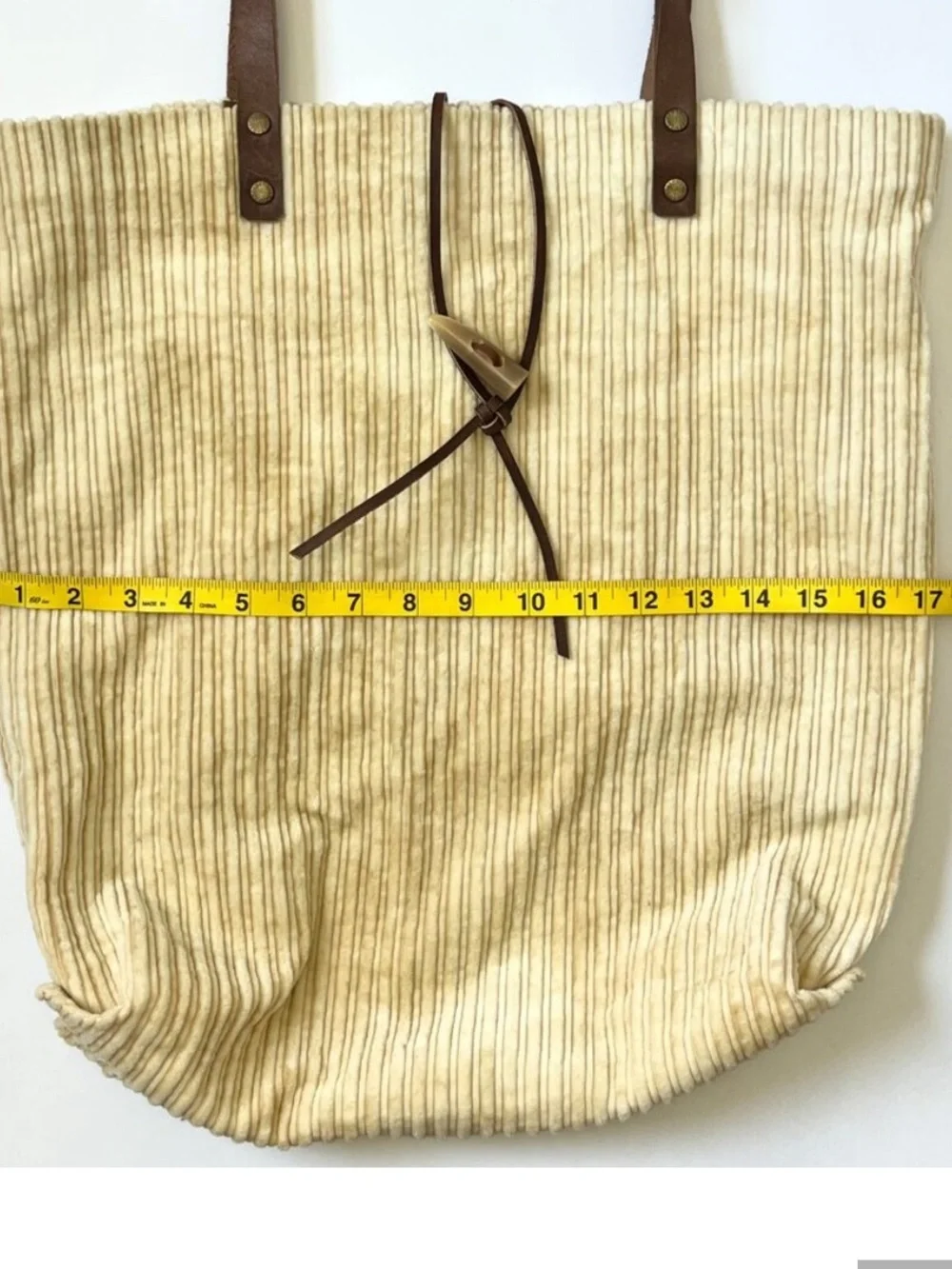 Free People We The Free Corduroy Tote Bag Leather Straps Boho Slouchy